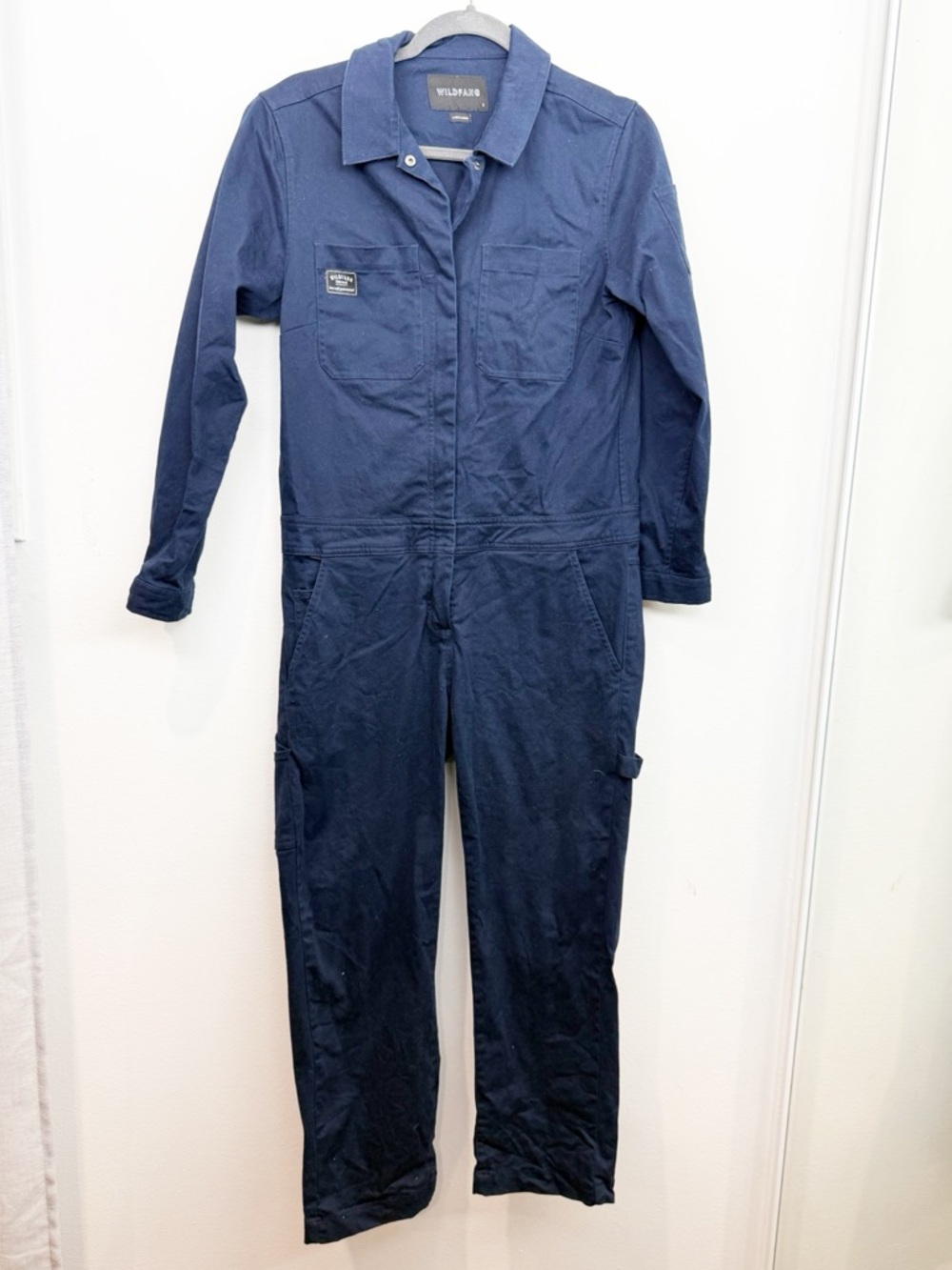 Wildfang Essential Long Sleeve Coveralls Blue Size Small